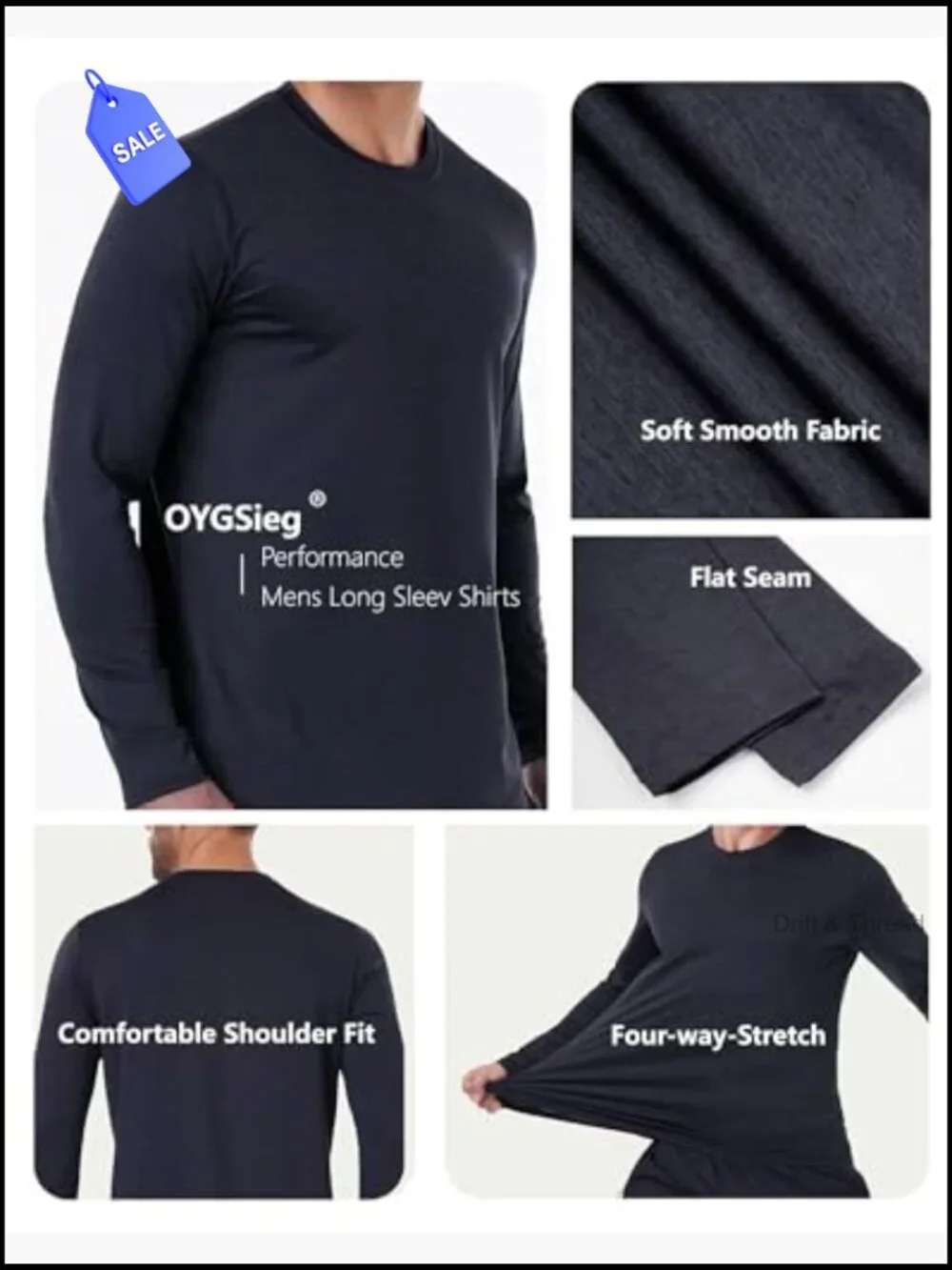 Men's Quick Dry Long Sleeve Shirts UPF 50+ Sun Protection Moisture Wicking SPF